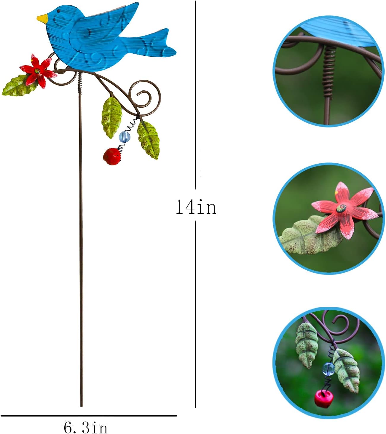 4 Pack Metal Bird Decorative Garden Stakes, Outdoor Spring Garden Decor,Indoor Outdoor Lawn Pathway Patio Ornaments , 14 Inch Outdoor Metal Garden Decor Shaking Head Yard Art : Patio, Lawn & Garden
