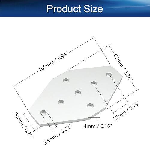 Miniatura 8 de Yinpecly Placa de unión exterior de aleación de aluminio de 3.94 x 2.36 x 0.16 pulgadas (largo x ancho x alto) con herrajes de soporte de junta de 7