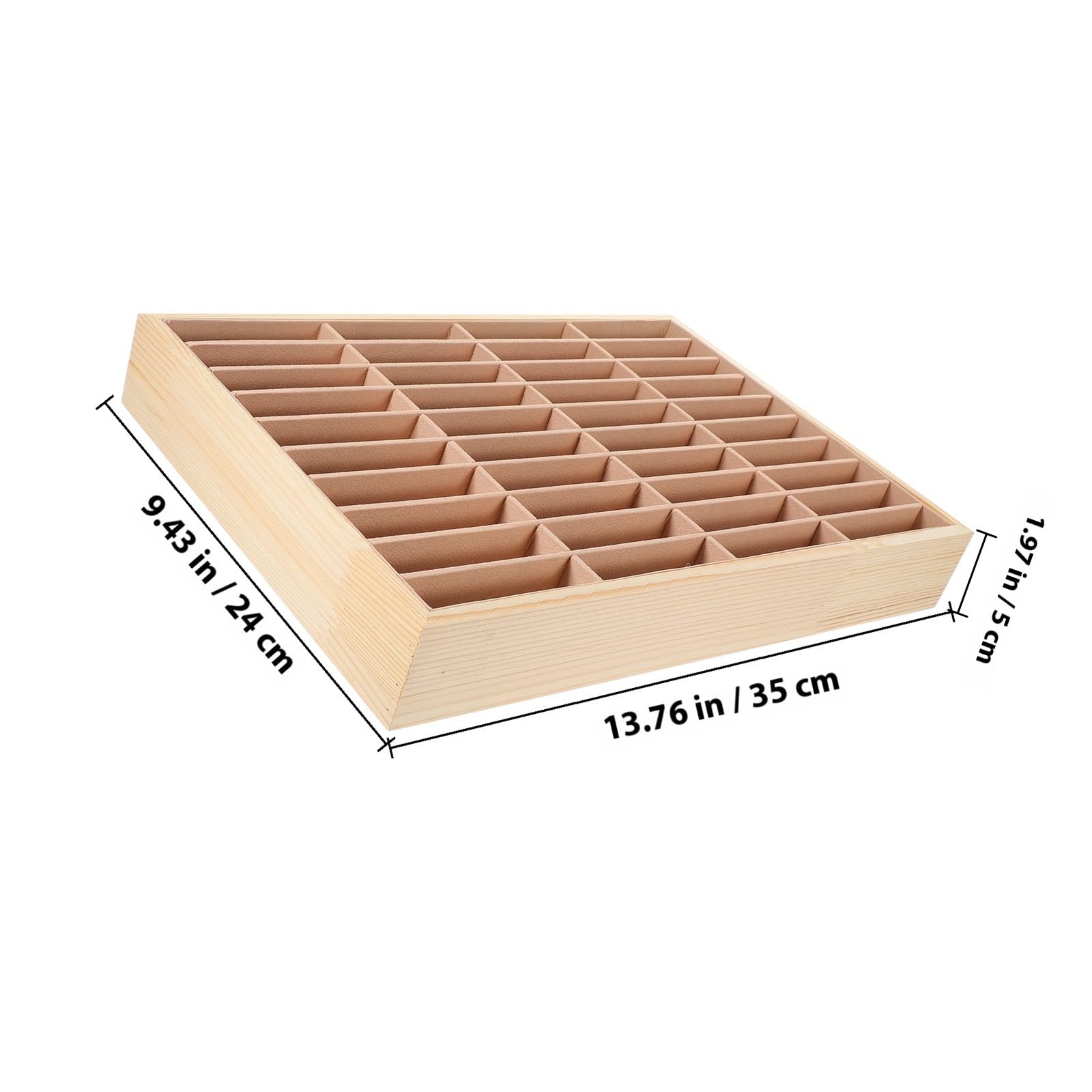 Plateau à Bijoux en Bois, 40 Compartiments, Organiseur Rectangulaire