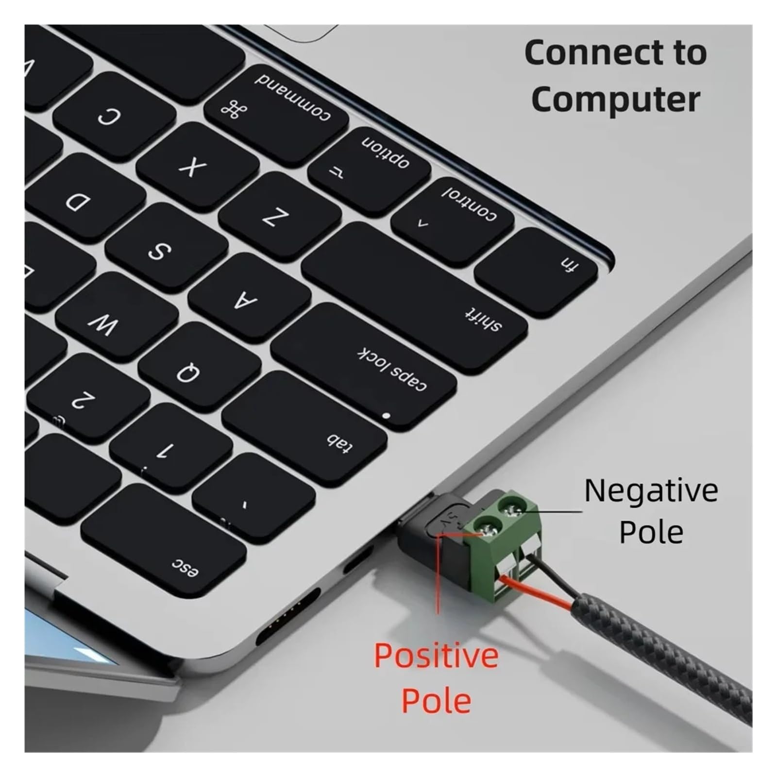 USB C/Micro Female to 2 Pin Screw Terminal 5 V Solderless Adapter (C-Female PowerTaking)