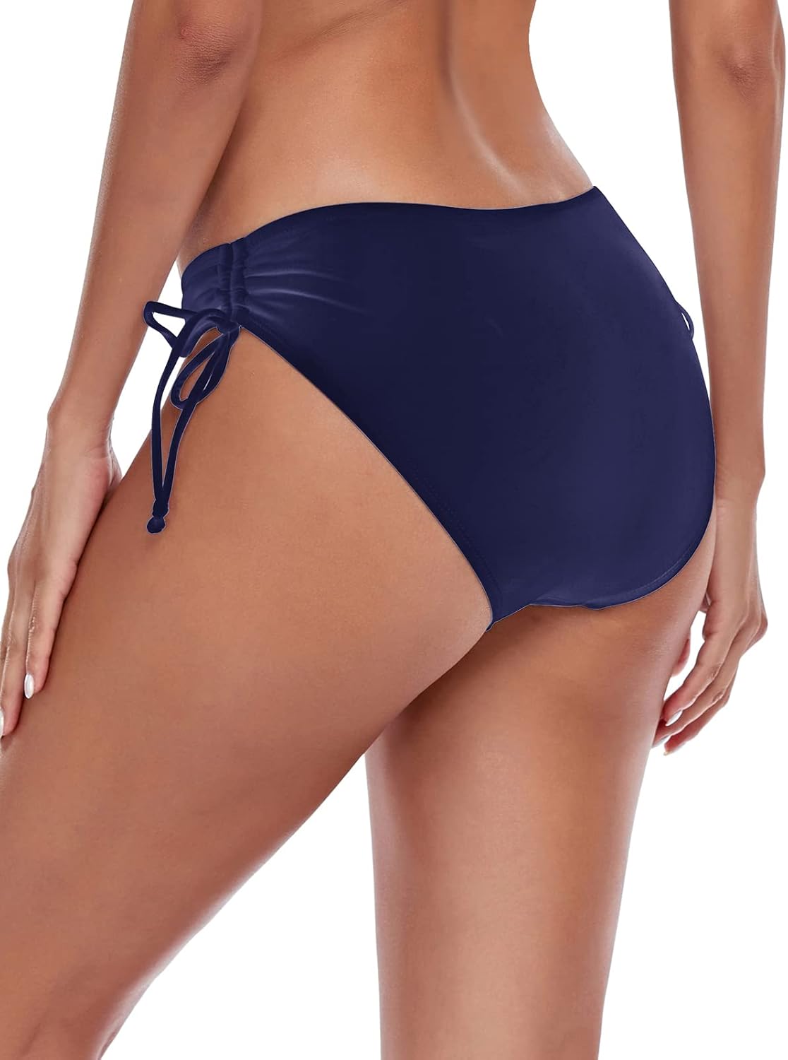 Colloyes Women's Drawstring Bikini Bottoms Full Coverage Low Waisted Swim Bottom - Image 3
