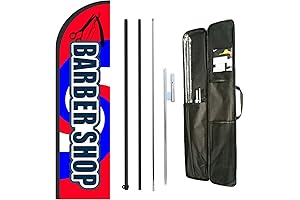 Barber Shop Themed Swooper Flag Pole Kit - Now Open!