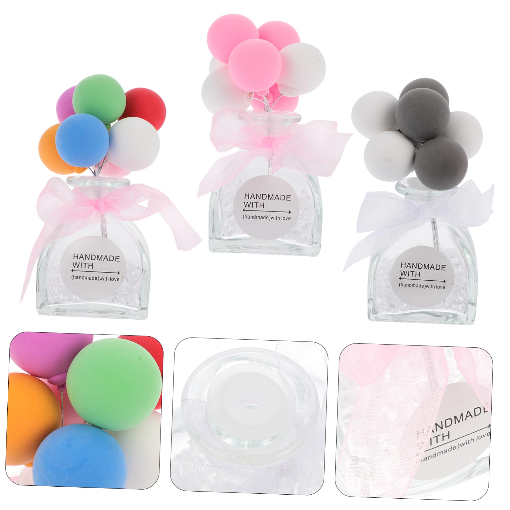 Alipis 3 Bottiglie di Profumo per Auto in Vetro, Diffusore di Aromi a Forma di Palloncino, Decorazione per Interni e Armadi