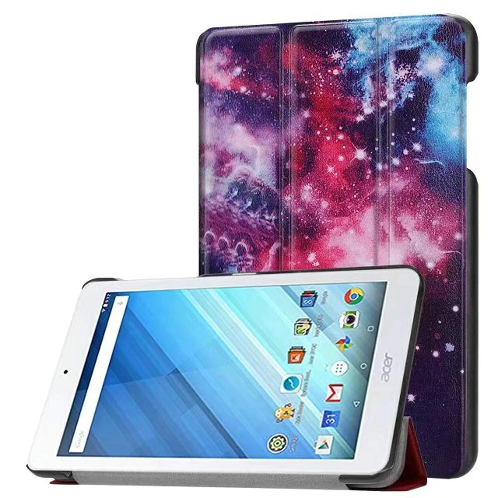 Ultra Slim Folio Stand Luxury Leather Case with Sleep Wake Up Function Smart Cover for Acer Iconia One 8 B1-850 B1-860 B1-870 / One8 B1-860A 8" (Starry Sky)