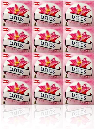 Lotus - Caja de 12 cajas, 10 conos cada una - Incienso HEM de la India