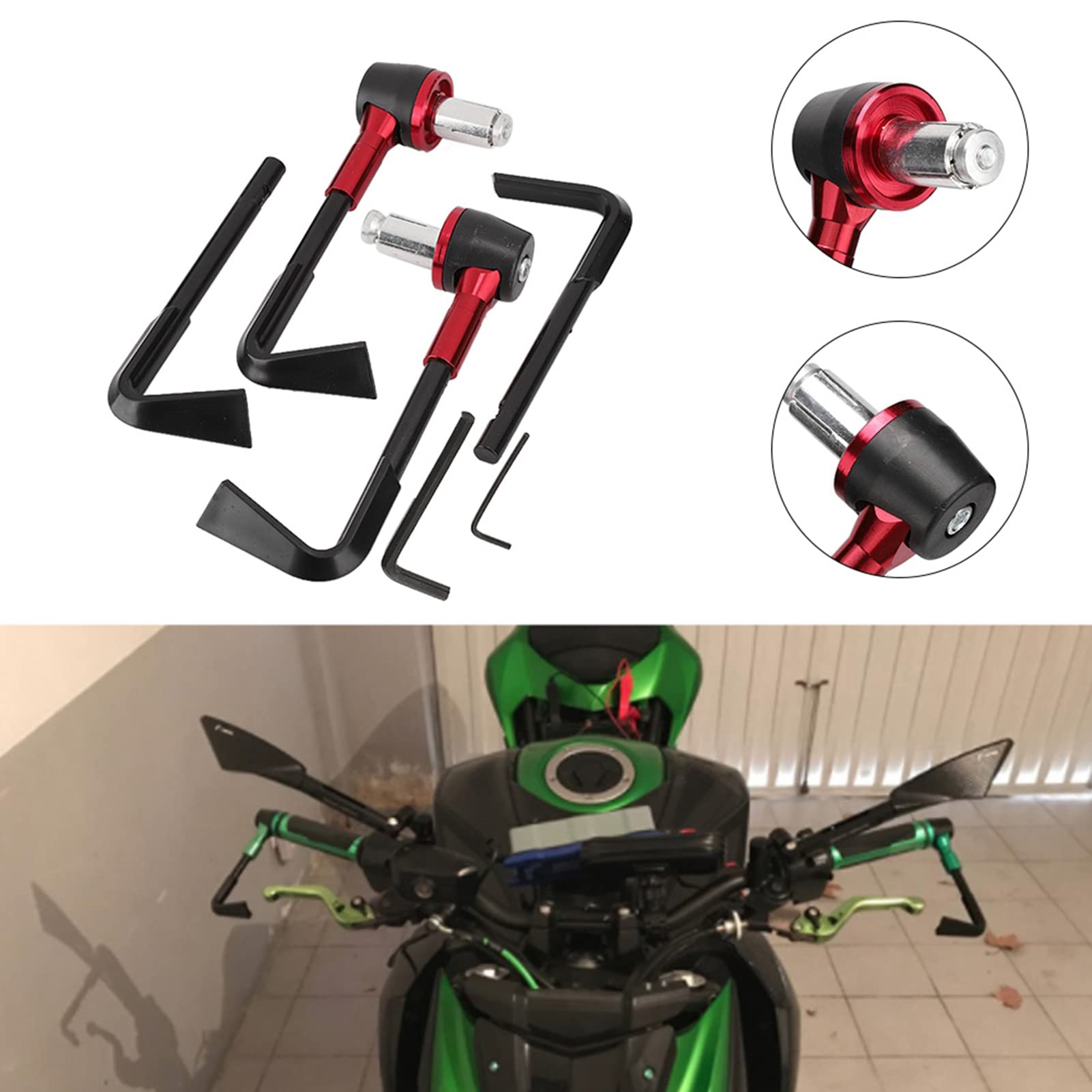 Universale Moto Protezione per Manubrio, Protezioni della Leva della Frizione del Freno del Motociclo 22mm Protezione del Freno del Manubrio del Motociclo Universale in Lega di Alluminio(Rosso)