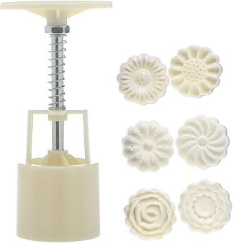 VALINK Moon Cake Mold 6 PCS, Mooncake Mold Set DIY Plastic Pastries Cake Plungers Hand Press Mooncake Mould Baking Tool