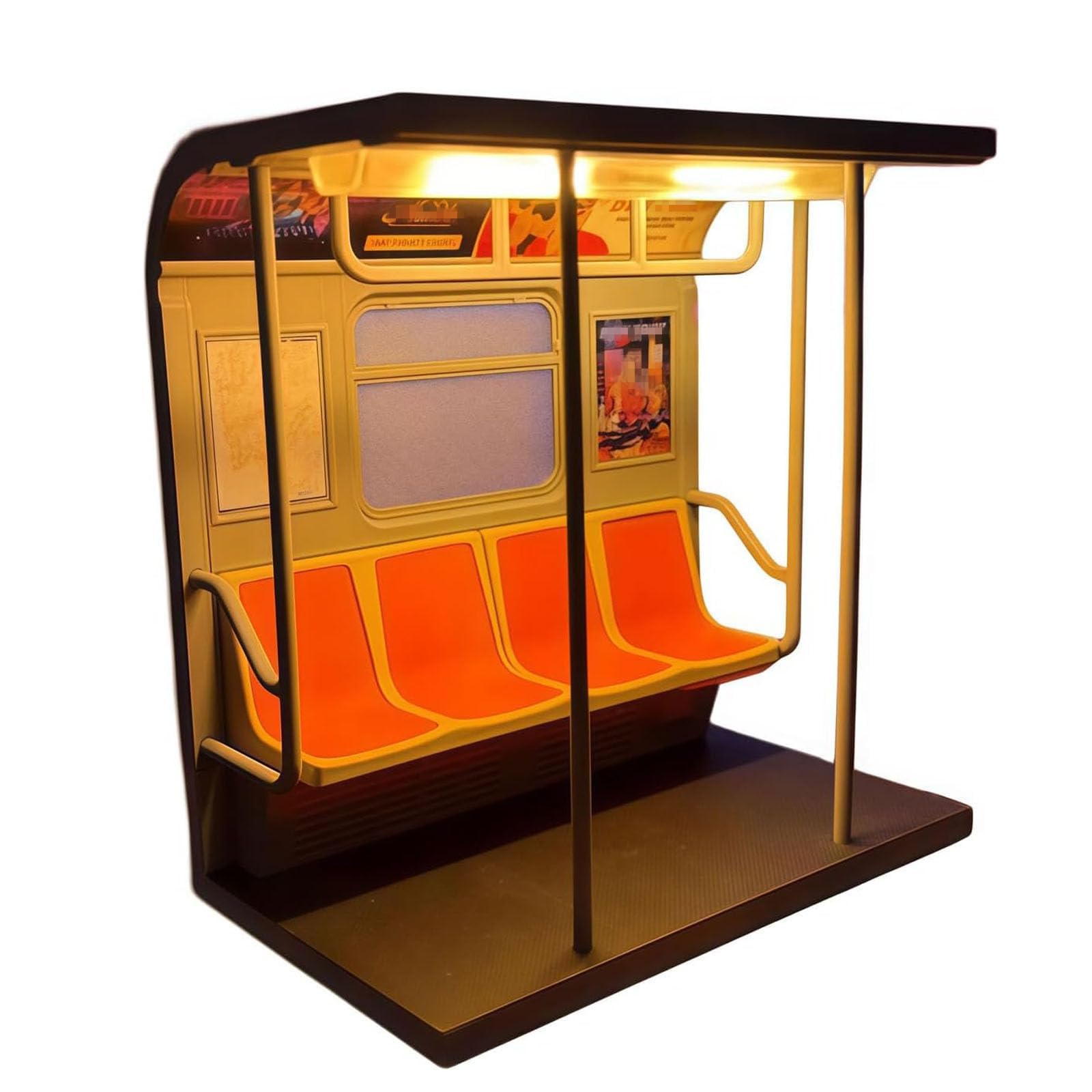 Gokame NYC Subway Train Lamp – Includes 3 Interchangeable Posters, 3D Printed Vintage New York Subway Train Night Light with Hidden Power Button, Cozy Ambient Glow for Home & Office Decor Gift (1pcs)