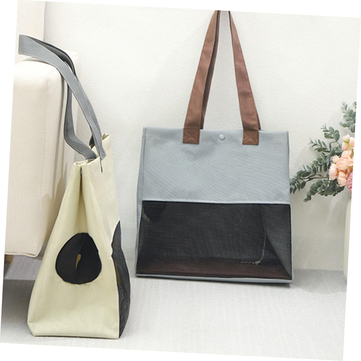 Transportín Portátil para Gatos Cómodo y Ligero de Tela Oxford Beige
