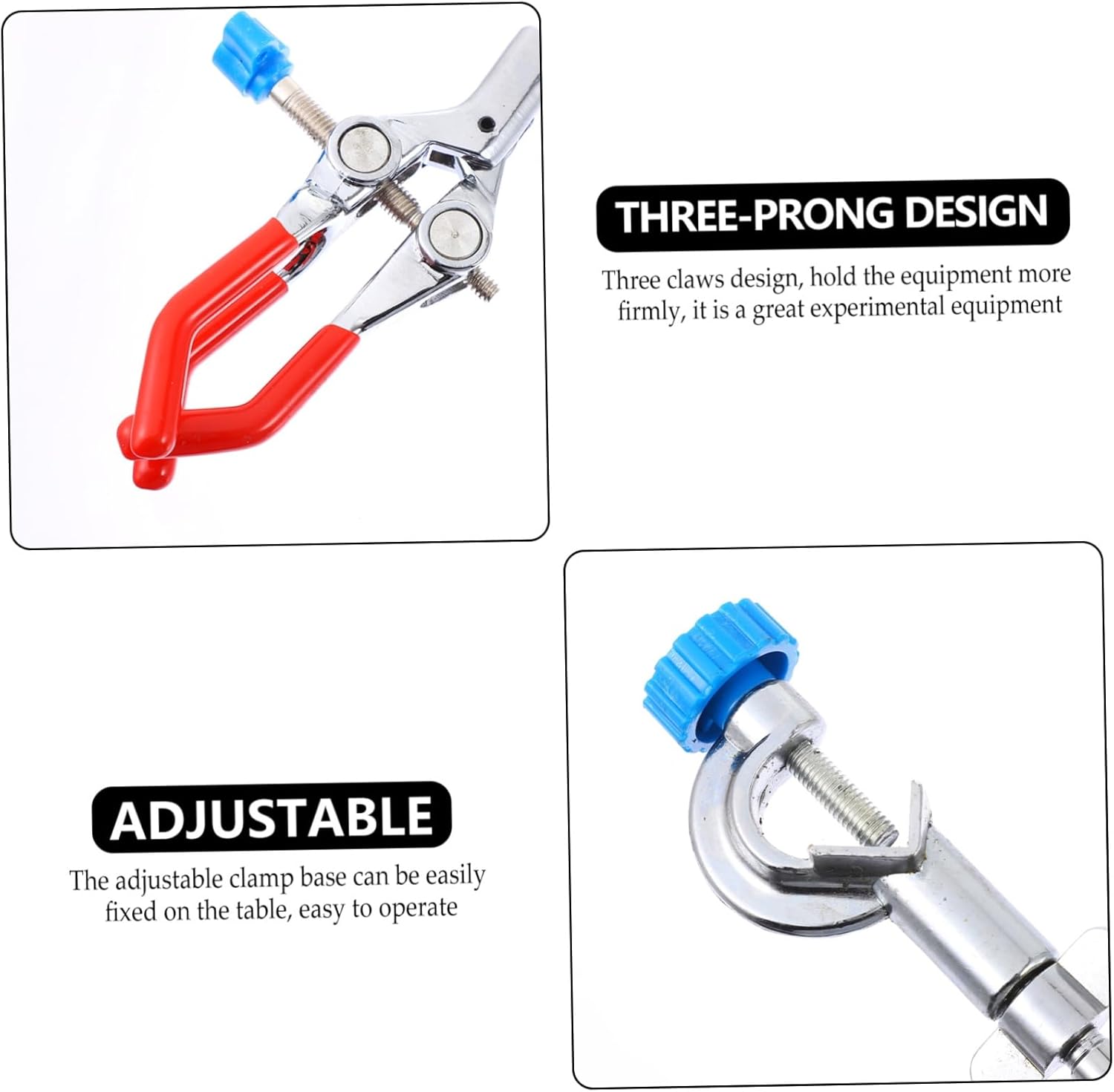 4pcs Laboratory Jaw Clamp Ergonomic Prong Flask Holder for Chemistry Experiments Material for Easy Adjustments for Retort Stands and Condensate Tubes