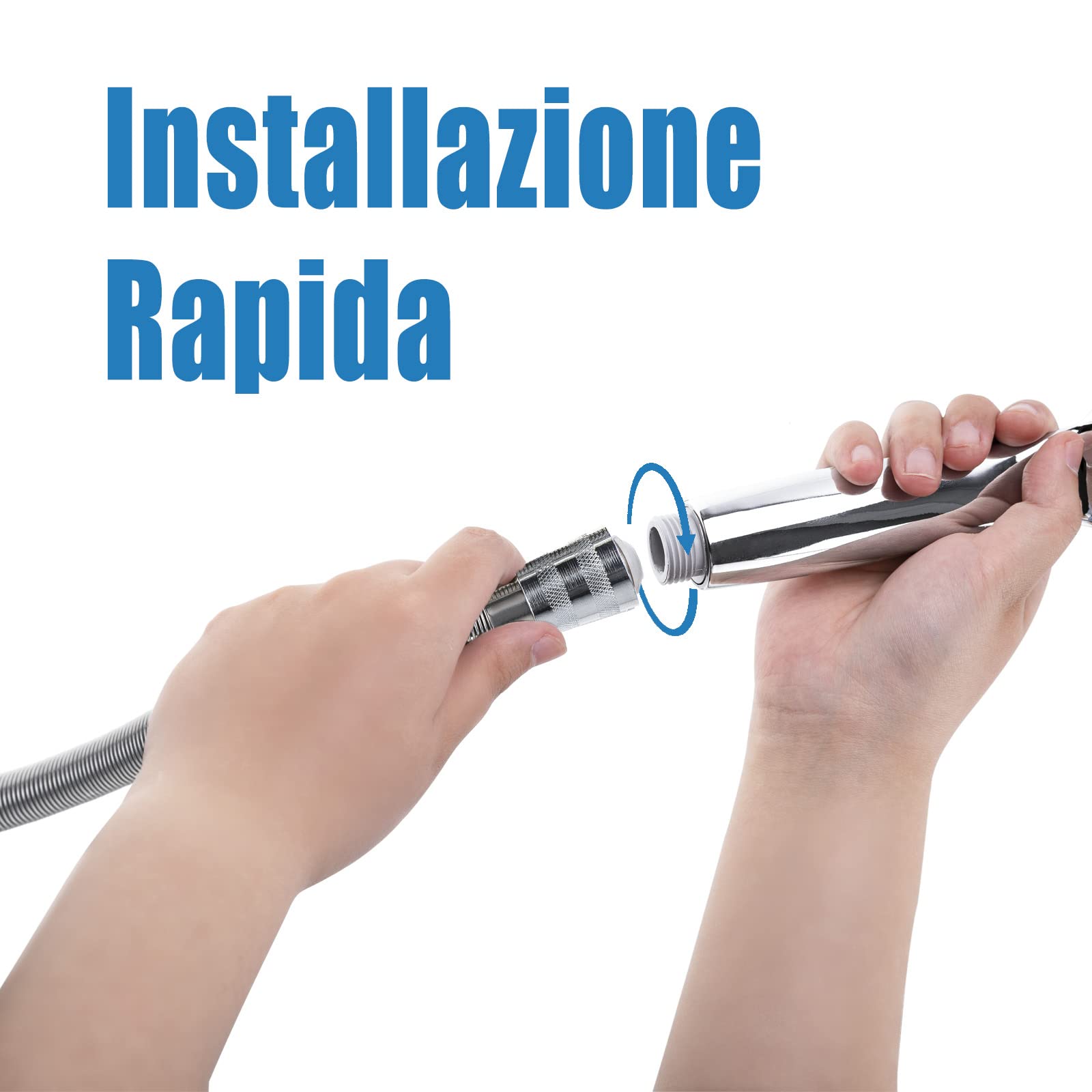 Flessibile Doccia Acciaio Inox 304 2,5 Metri - Con Raccordi In Ottone E Doppia Protezione Antitorsione - Foto 3