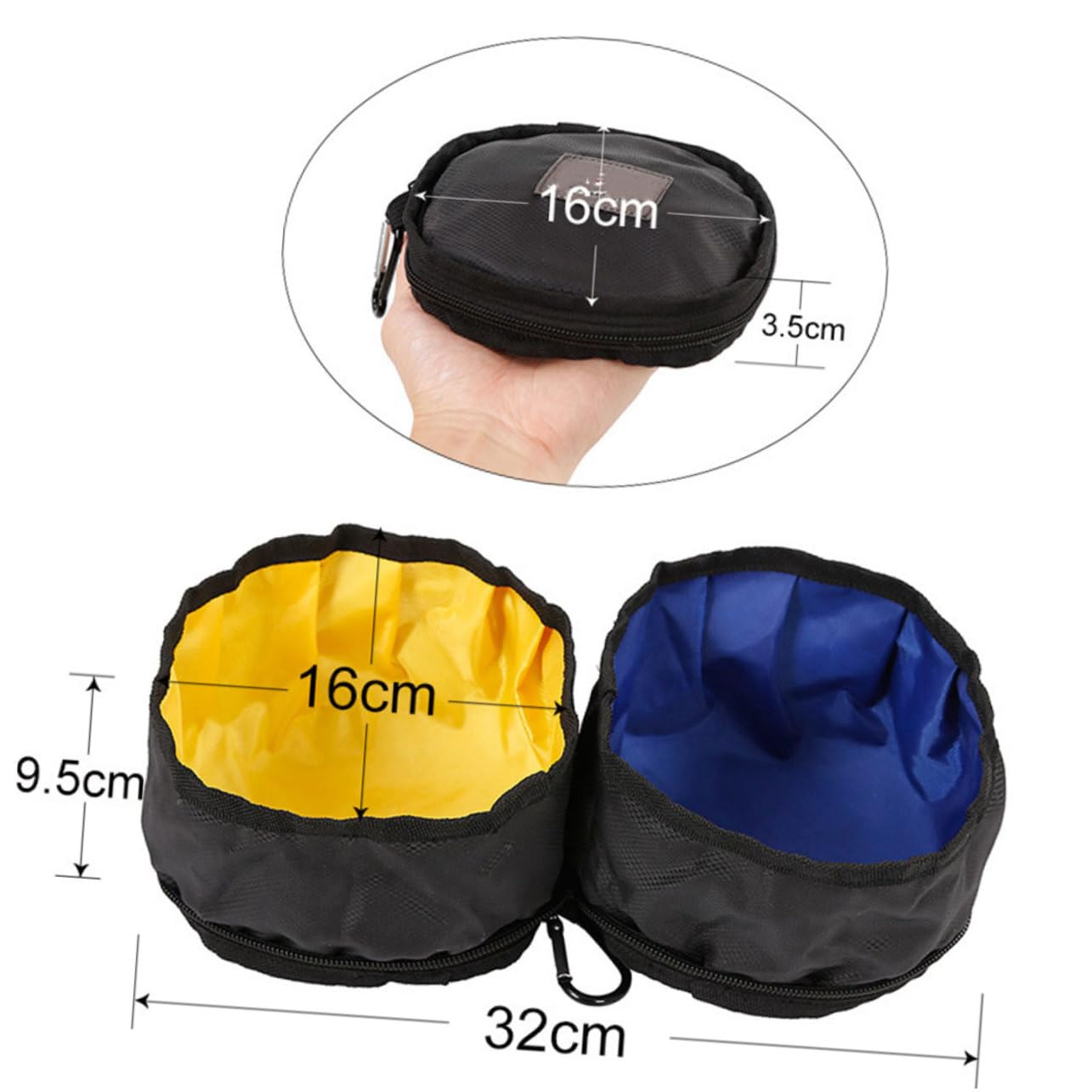 minkissy Lot De 3 Gamelles De Capacité pour Animaux De Compagnie avec Fermeture Éclair Idéales pour Les Voyages en Plein Air