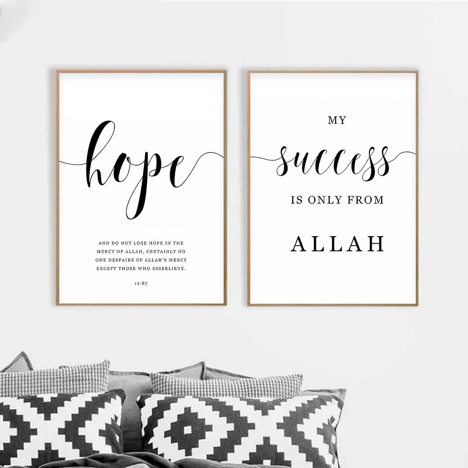 Recrtain Islamic Canvas Painting Muslim Hope Success Grateful Prayer Canvas Wall Art,3Pcs Modern Islamic Posters Wall Art Pictures for Living Room Home Decor UnFramed