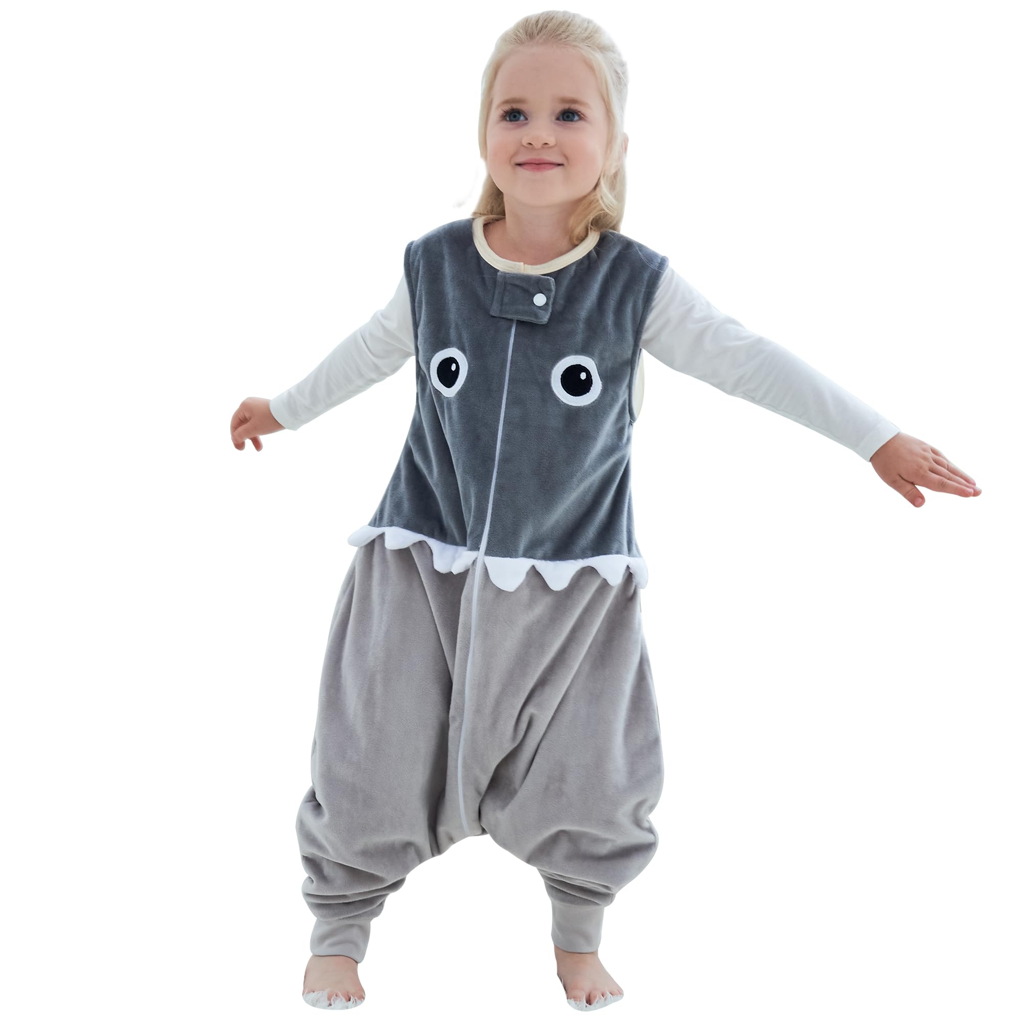HAHASHOW Baby Schlafsack mit Füßen Mädchen und Junge Schlafstrampler Schlafsack mit Beinen 3-5 Jahre Hai