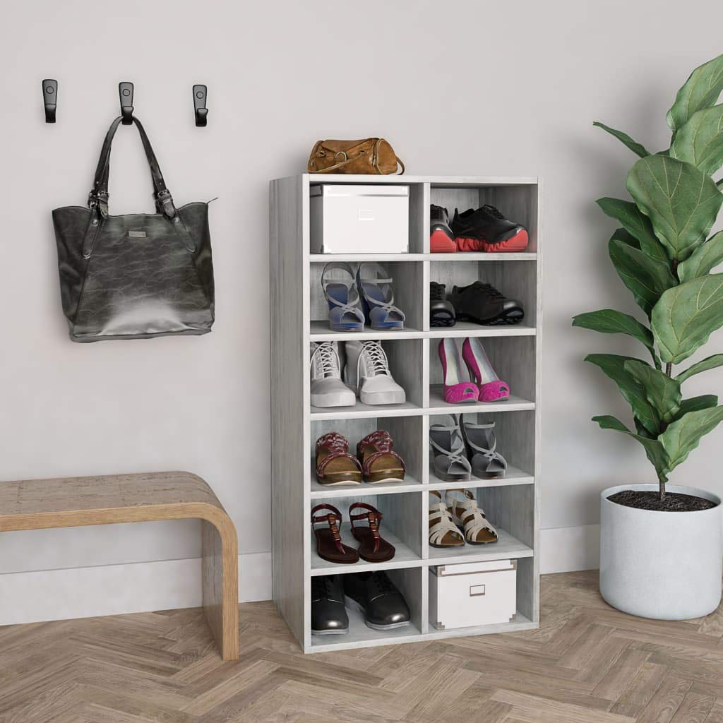 Schuhregal & Schuhschrank Betongrau Holzwerkstoff Schuhständer Schuhkommode für Eingangsbereich Wohnzimmer Schlafzimmer 54 x 34 x 100,5 cm