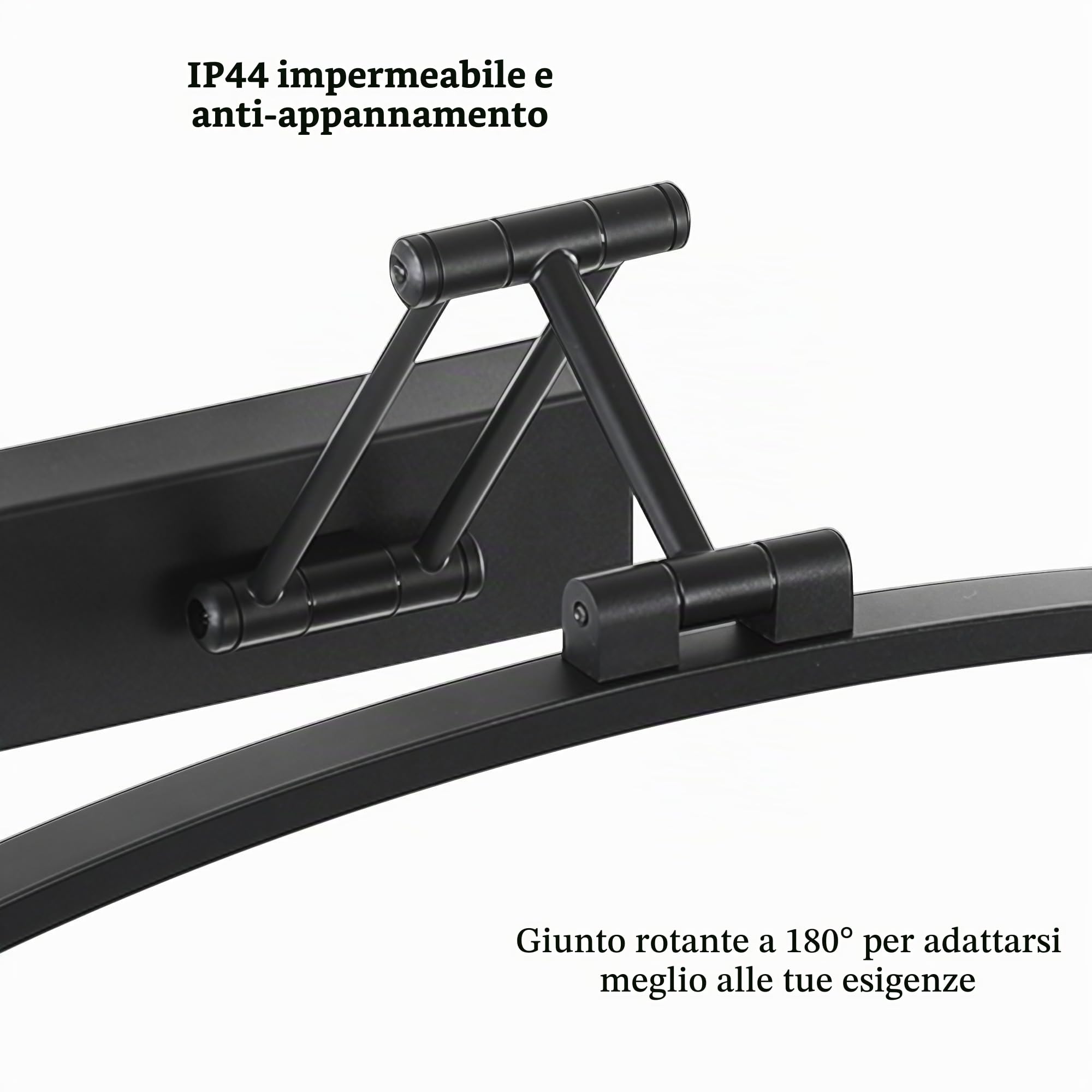 LED Specchio Lampada 10W 720 Lumen Bagno Bianco Neutro 4000K IP44 Impermeabile No Flicker 230V (Nero, 40CM)