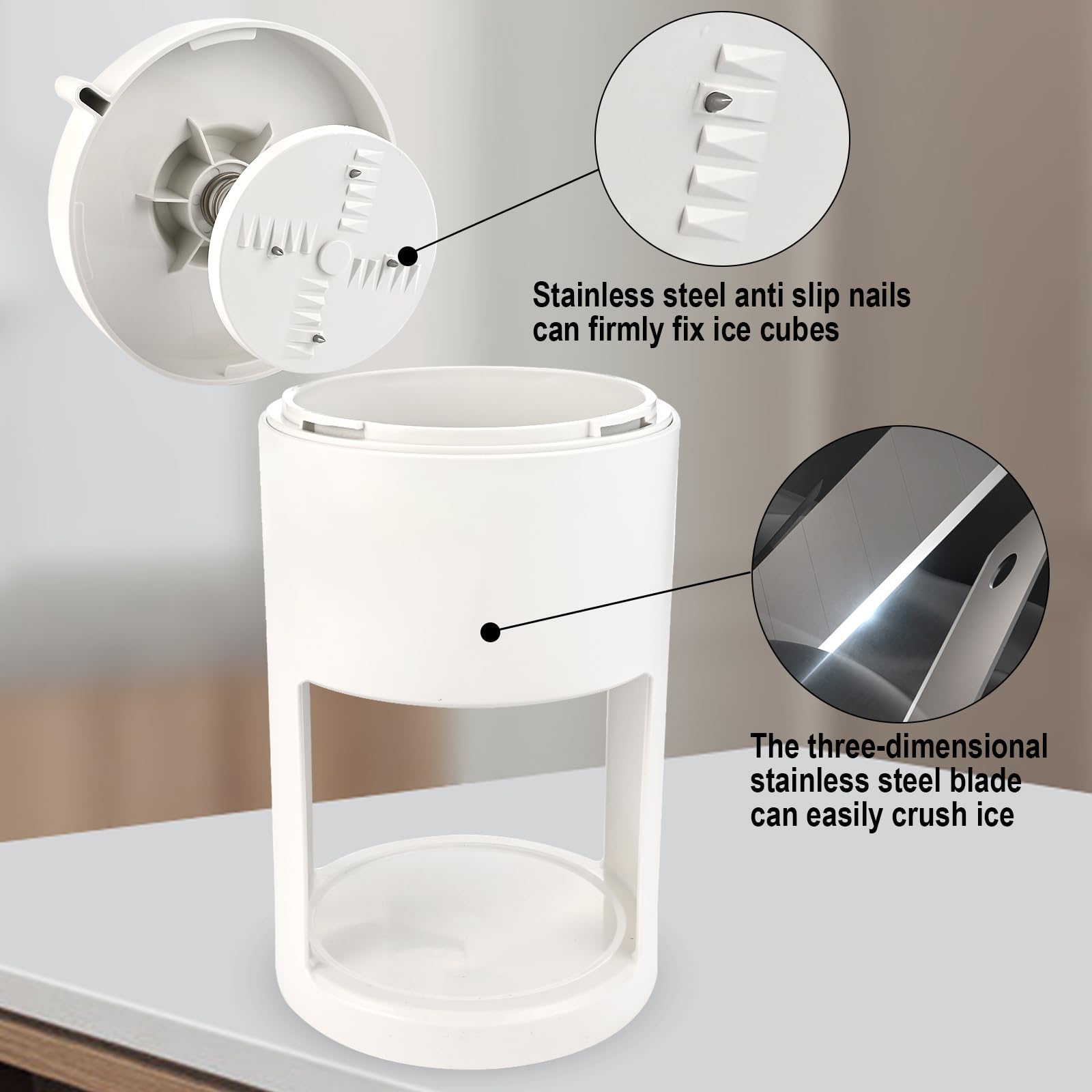 Máquina de afeitar de hielo portátil y máquina de cono de nieve, máquina de hielo afeitado manual de alta calidad para el hogar con manivela, máquina de granizado y trituradora de hielo. Ideal 3