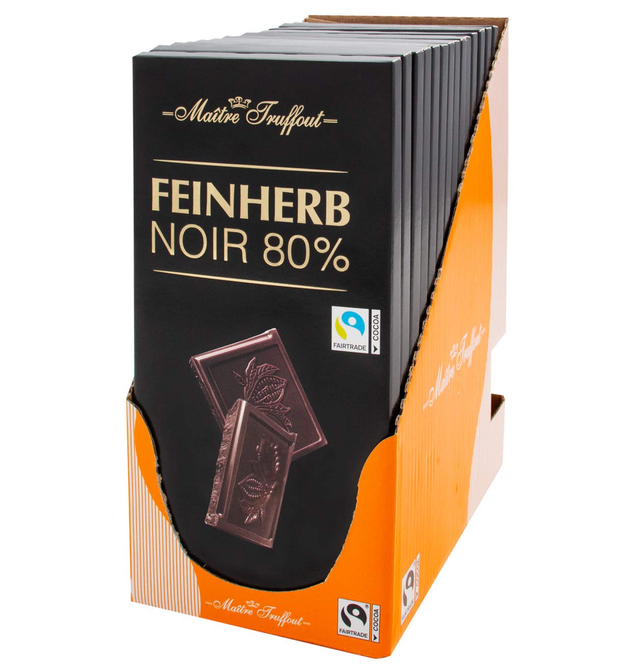 14 tabletas de Maître Truffout Chocolate 100gr Negro Amargo 80% Cacao Fairtrade(14x100gr) Feinherb