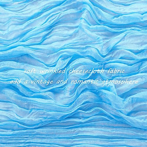 12 Pack Cheesecloth Table Runner 35x72 Inch Boho Gauze Rustic Cheese Cloth Romantic Long Table Runner for Wedding Bridal Shower Birthday Party Table Decor (Baby Blue) by Fivenl - Used condition - Image 3