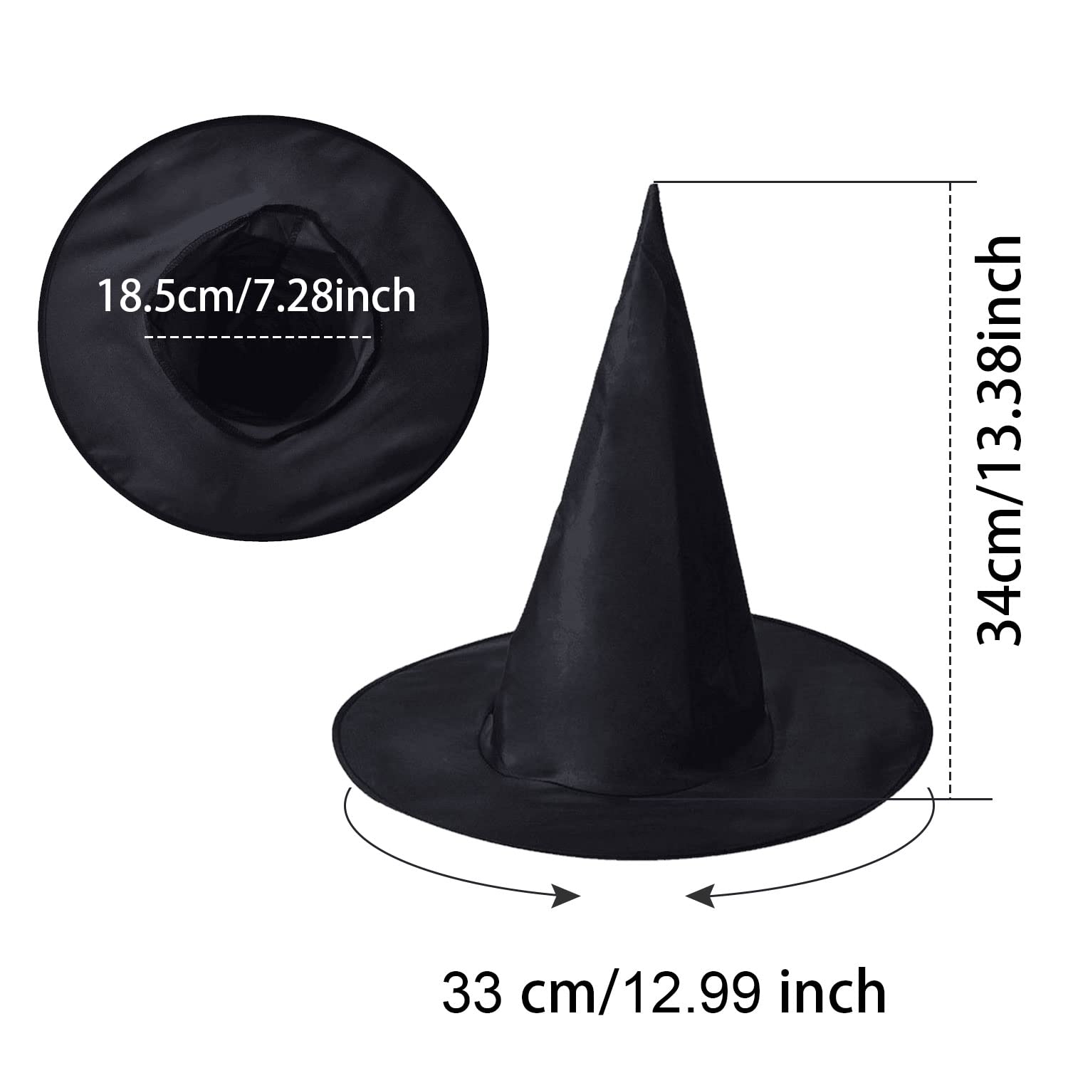TSHAOUN Chapeau de sorcière noir pliable Halloween fête costumée