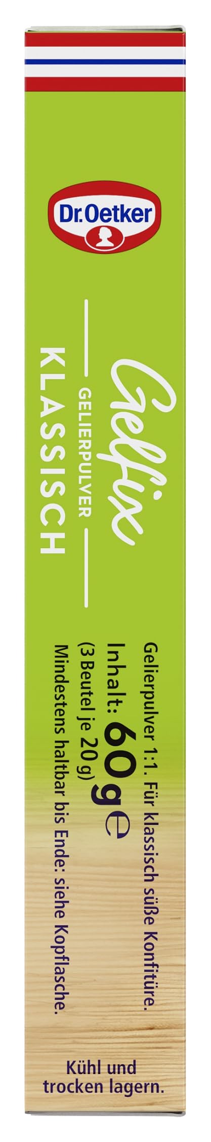 Dr. Oetker Gelfix Classic 1:1, 8 x 60 g (3 Beutel je 20 g), Gelierpulver für klassisch süße Konfitüre, traditionelles Geliermittel, Konfitüren, Marmeladen & Gelees selber machen, gleiches Verhältnis von Frucht und Zucker, vegan