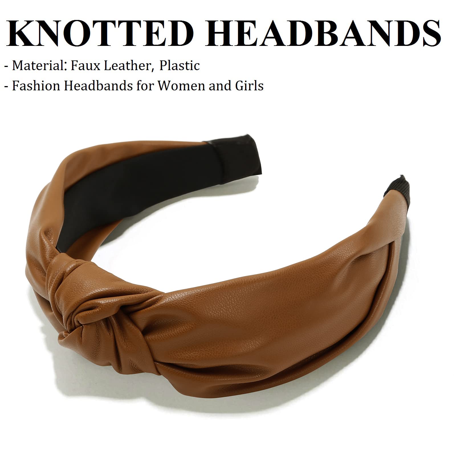 New handmade boutique top knot flexible wide headband shiny brown Brown Top Knot Headband - Etsy main image 2