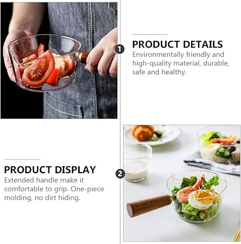 Miniatura 6 de DOITOOL Olla de leche de vidrio para salsa de vidrio con mango de madera, estufa de vidrio, utensilios de cocina de vidrio para la cocina del hogar,