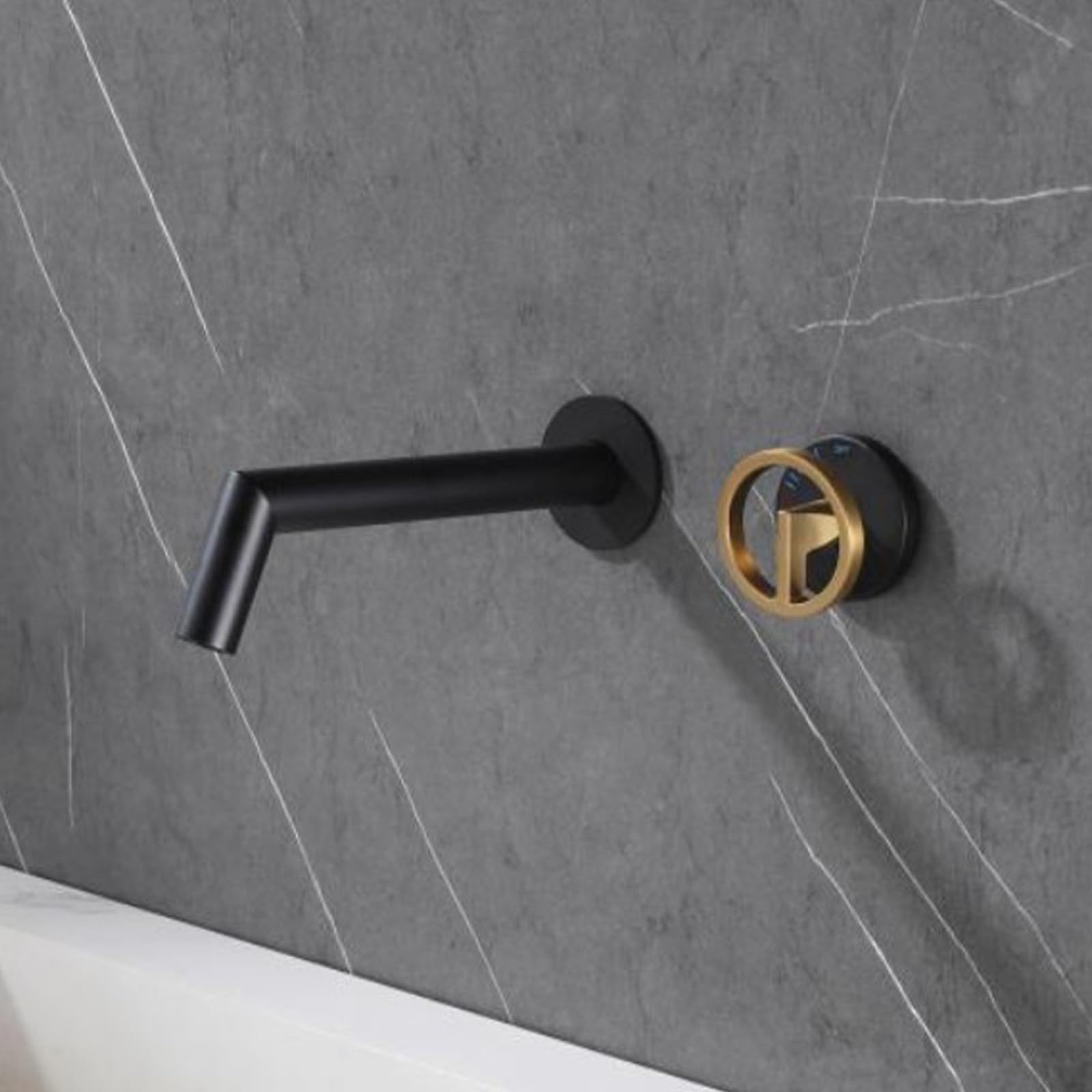 Grifo de montaje de pared para lavabo de baño y tocador moderno cromado 8