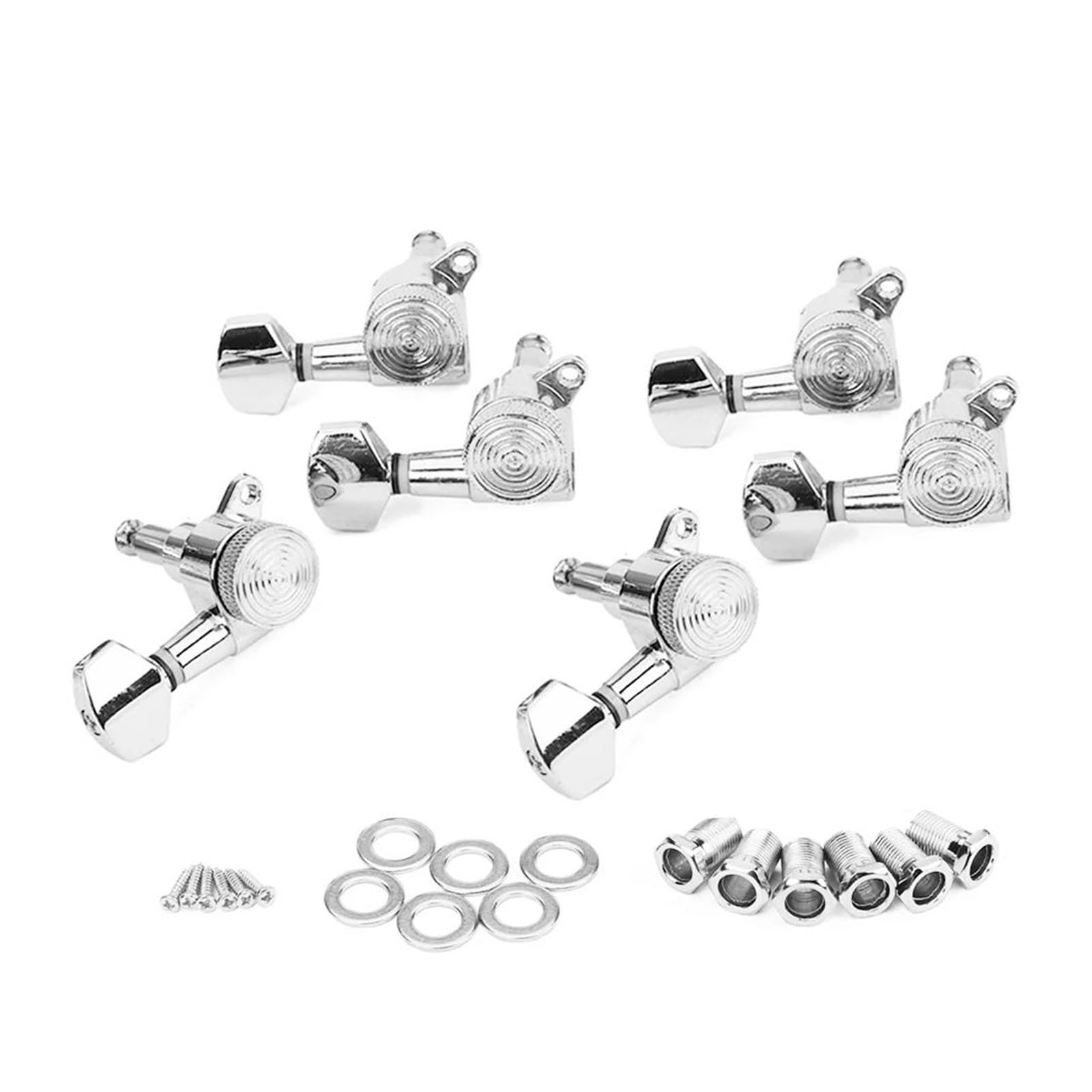 Afinación de guitarra eléctrica, cuerda de clavo, instrumento, cabezal de máquina, piezas de repuesto, llave de bloqueo Clavijas De Afinación De Cuerdas De Guitarra (Color : Silver)