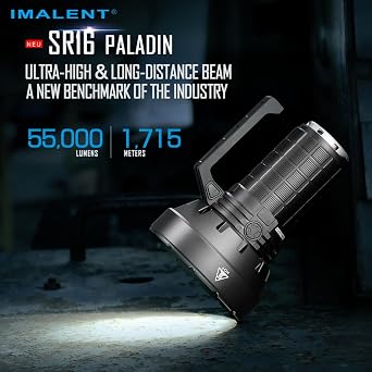 IMALENT SR16 55000 Lumens Rechargeable Flashlight, 5600ft Long Throw LED Searchlight, USB-C Fast Charging Waterproof Spotlight with Handle for Outdoor Rescue Emergency