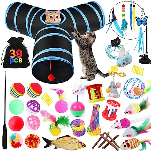 YUTUY Jouets Chat,39 pièces Kit Jouet Chats,Jouet pour Chat Animaux Domestiques Toys pour Chat Chaton Minou,Jouet Interactif pour Chat Jeux Chat