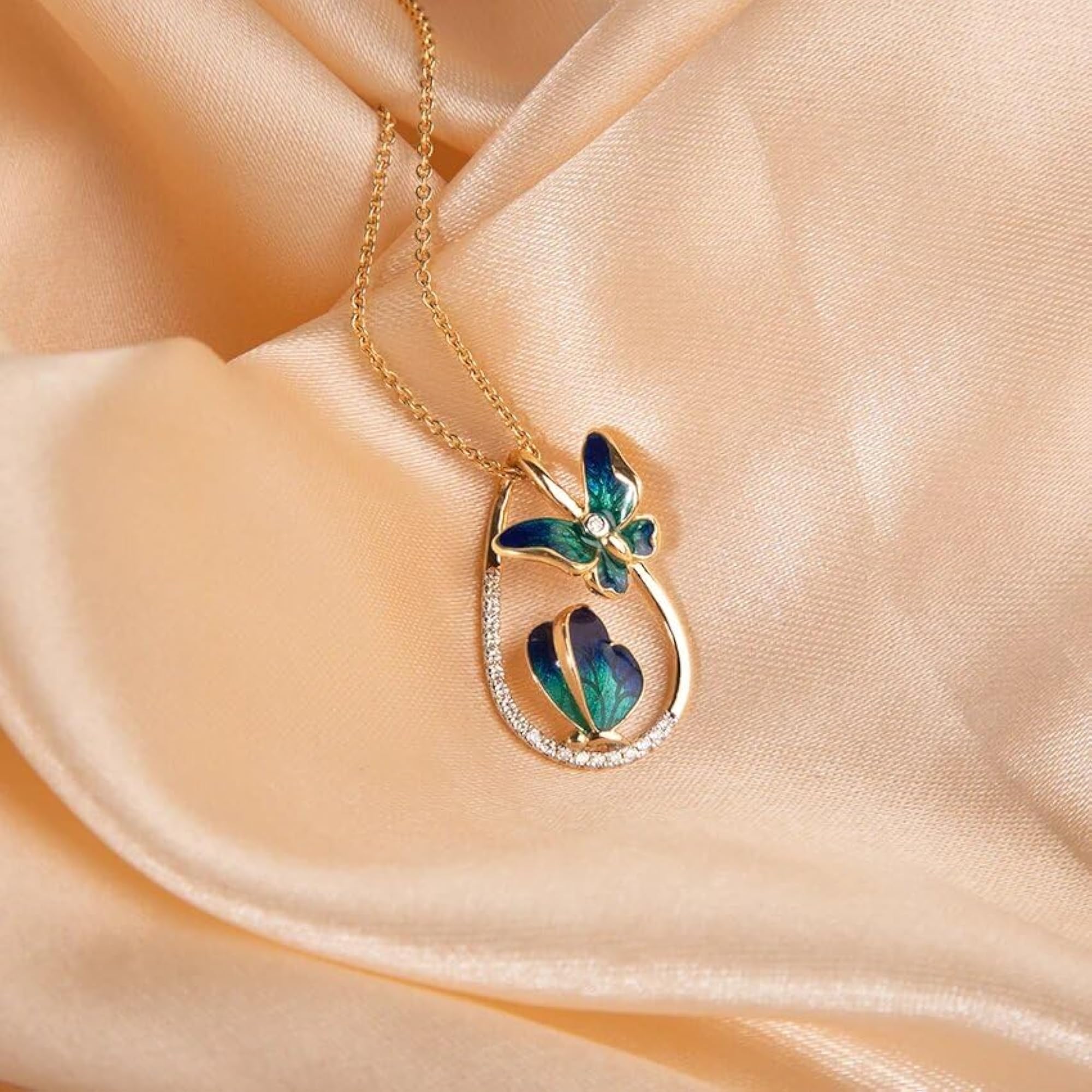 Women's Butterfly Flutter Necklace, 925 Sterling Silver