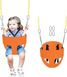 High Back Full Bucket Toddler Swing Seat with 3- Point Adjustable Safety Harness, 66 inch Detachable Chain,Suitable for Babies Aged 6-24 Months,Baby Swing for Swingset (Pink)