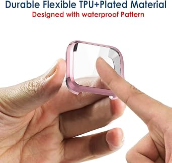 Simpeak 5Pack Soft Screen Protector Bumper Case Compatible with Fitbit Versa Smartwatch, Full Protection, Rose Pink/Clear/Silver/Black/Rose Gold