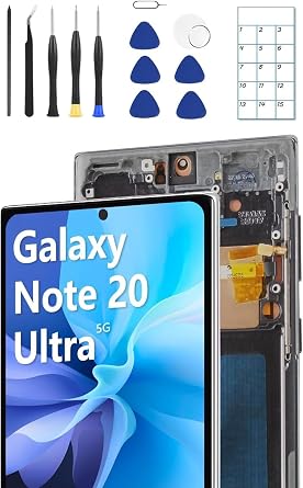 for Galaxy Note 20 Ultra OLED Screen Replacement with Frame and Tools | OLED DisplayUS VersionFingerprint SensorFull Tool KitInstallation Guide