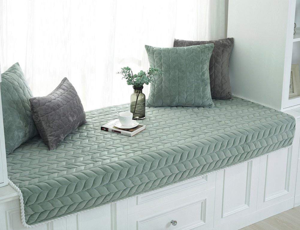 PETCUTE Copridivano angolare con penisola Trapuntato Fodere copridivani Copri Divano Antiscivolo Verde 110X180cm
