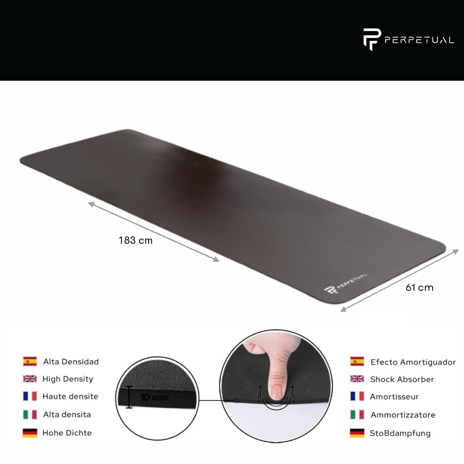 PERPETUAL Esterilla de Yoga y Pilates 10/15mm - Mat Antideslizante - Con Correa y Bolsa de Transporte - Colchoneta Gruesa y Plegable - Hombre/Mujer - Gimnasia, Fitness y Ejercicios - Gimnasio en Casa