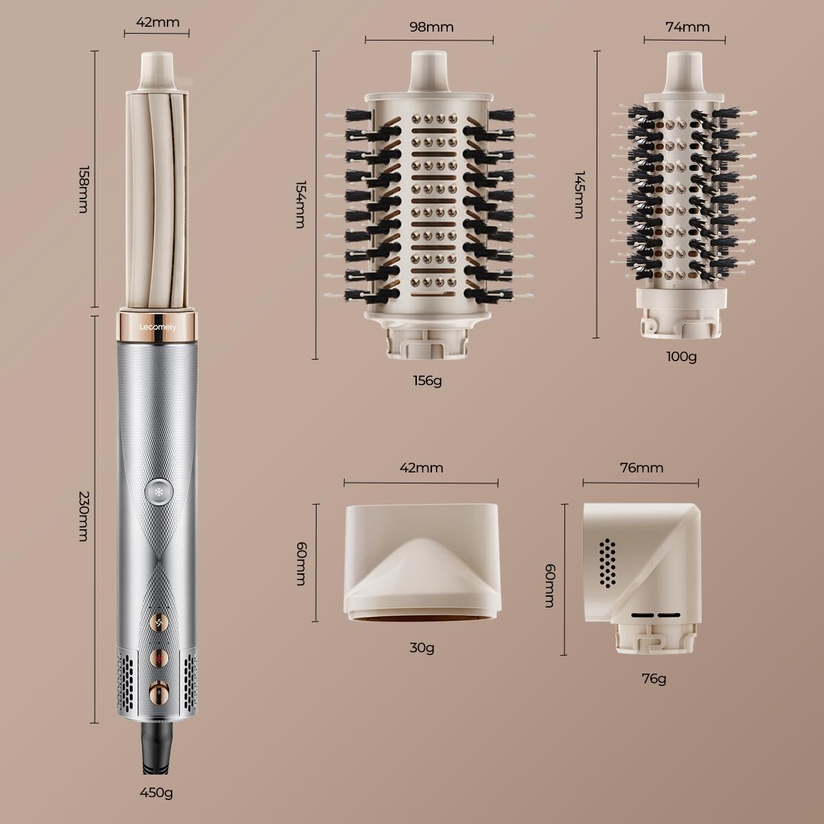 AirEdge 5 in 1 Airstyler 110000 U/Min Ionen Föhn Lockenstab Multi-Styler Warmluftbürste Glätteisen