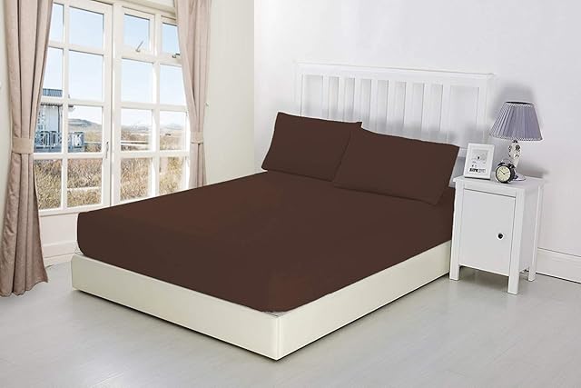 Extra Deep Fitted Sheets 16"/40CM Deep Luxury Percale 14 Colours (Double, Chocolate)