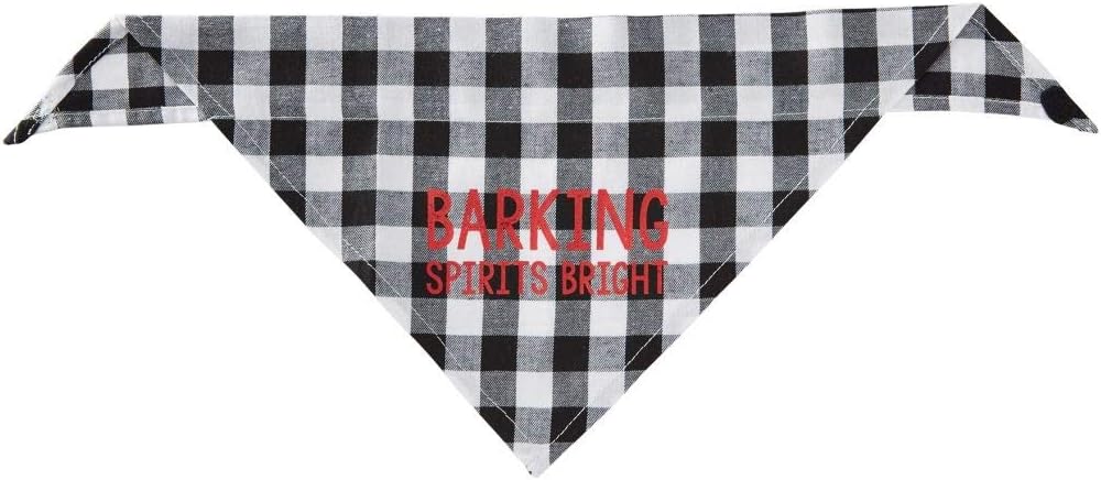 Mud Pie Santa Paws Christmas Pet Buffalo Check Holiday Dog Bandana Collar (Barking Spirit)