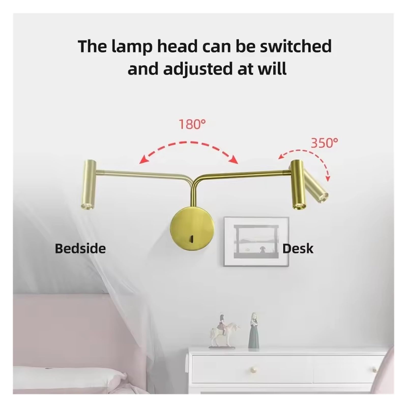Nowoczesne obrotowe lampy ścienne LED, dekoracja domu, sypialnia, przełącznik, lampka do czytania LED, lampka nocna, kryty łóżko, zagłówek, proste