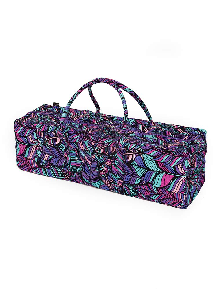 Yoga Studio Yoga Kit Bag | YKK Full Zipp Fastening Carrier Equipment Bag | Cotton Yoga & Pilates Unisex Mat Bag with Storage Pocket Compartments for Mats & Accessories | Fits Most Mat Sizes - P Flower — image 1