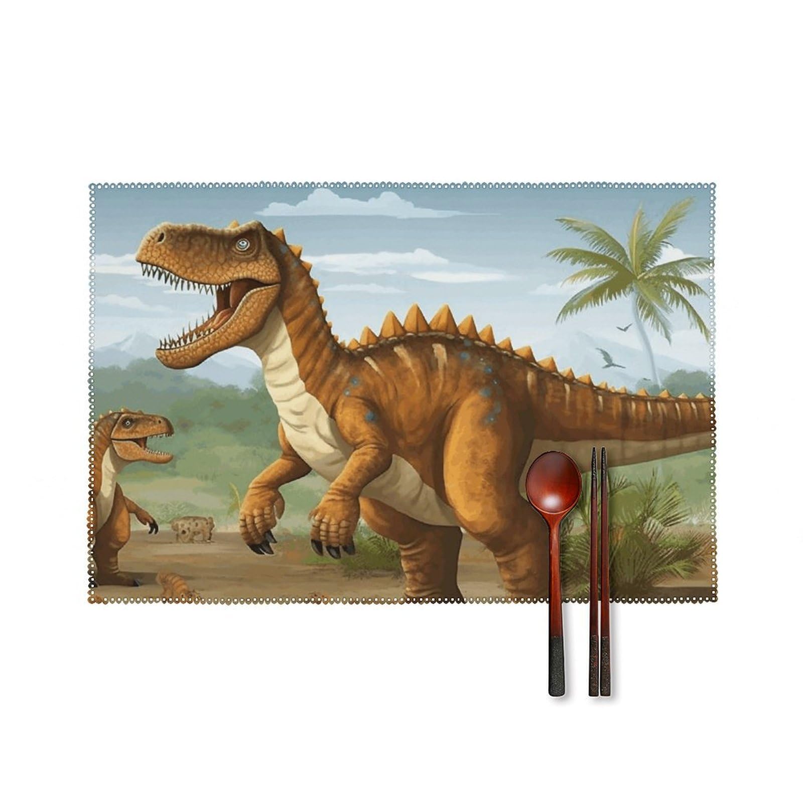 Sets de table anti-tache lavables motif dinosaure pour protéger votre nappe