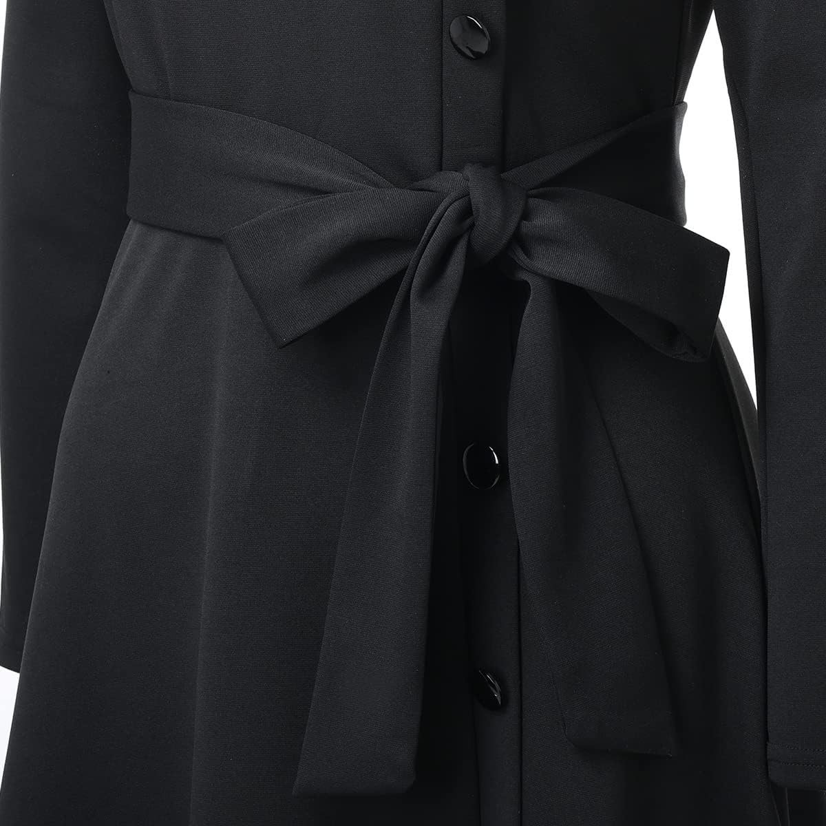 FAD-4U Church Clergy Dress for Women Spring/Autumn Long Sleeve Rows Buttons A Line Dress with Tab Collar and Belt - Image 5