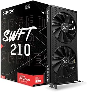 XFX SPEEDSTER RX7600 SWFT 210 Graphics Card, 8GB GDDR6, Dual Fan, HDMI, DisplayPort, Gaming Ready, Black