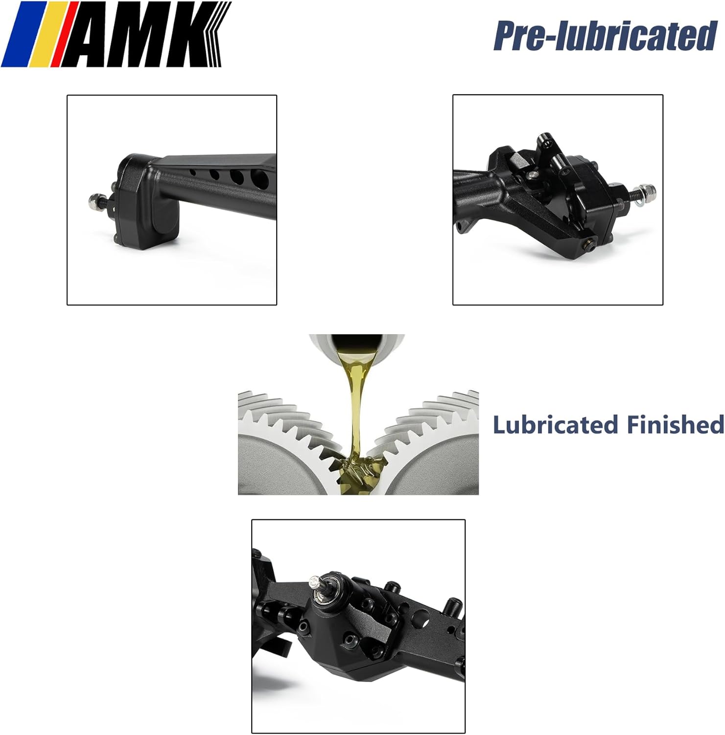 AMK CNC Aluminum 1.9 Capra Currie F9 Portal Axle Complete RTR Front Rear Kit with Offset Front Pumpkin for 1/10 RC Crawler UTB10 Upgrades (Silver)