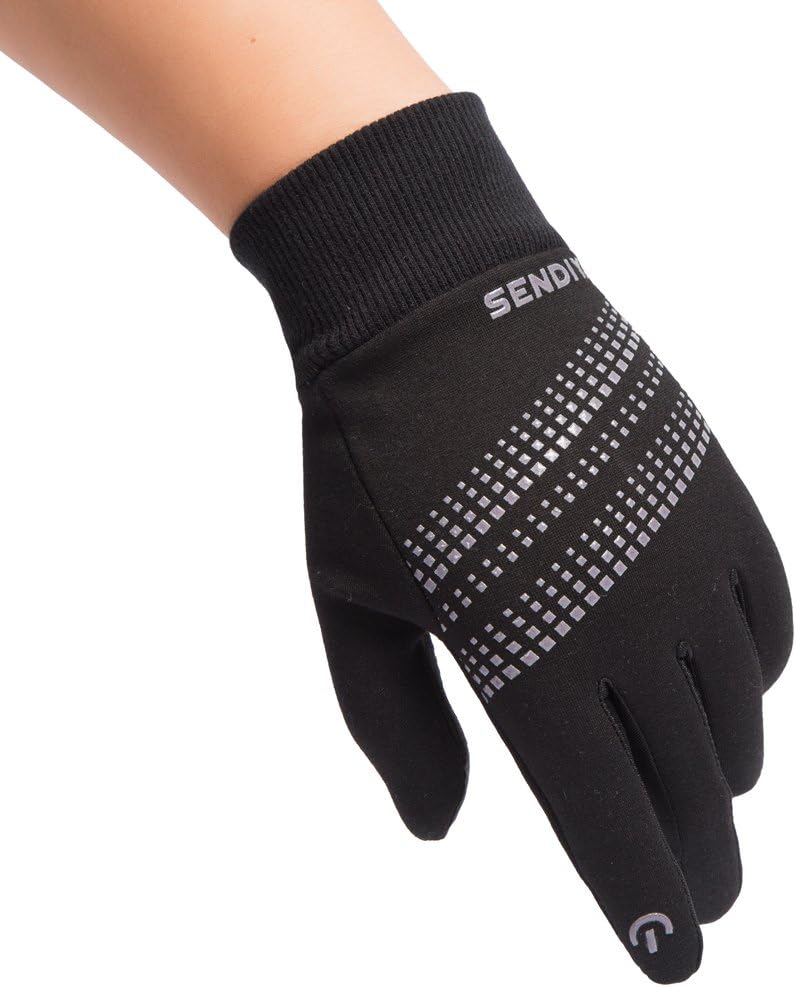 Men Winter Warm Gloves Womens Touch Screen Gloves Anti-slip Sports Gloves Driving Cycling Gloves (Black, S)