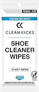 CleanKicks Shoe Cleaner Wipes - Removes Scuffs and Dirt Buildup - 15 Count