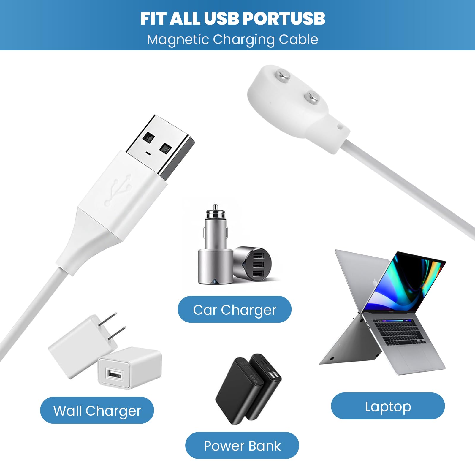 Cavo di ricarica magnetico USB DC, 0,8 m, base ovale, cavo di ricarica per giocattoli ricaricabili, massaggiatori, spazzolini da denti, orologi per bambini, addestratori di cani
