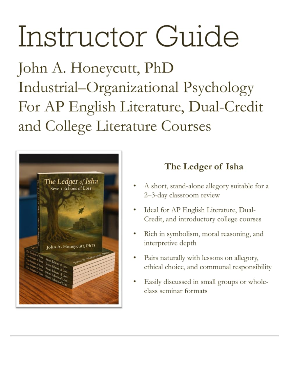 Instructor Guide: The Ledger of Isha: For AP English Literature, Dual-Creditand College Literature Courses